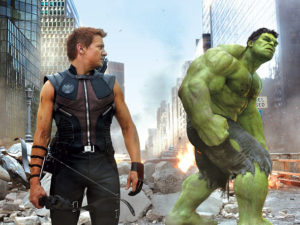 Hawkeye watches the Hulk in The Avengers